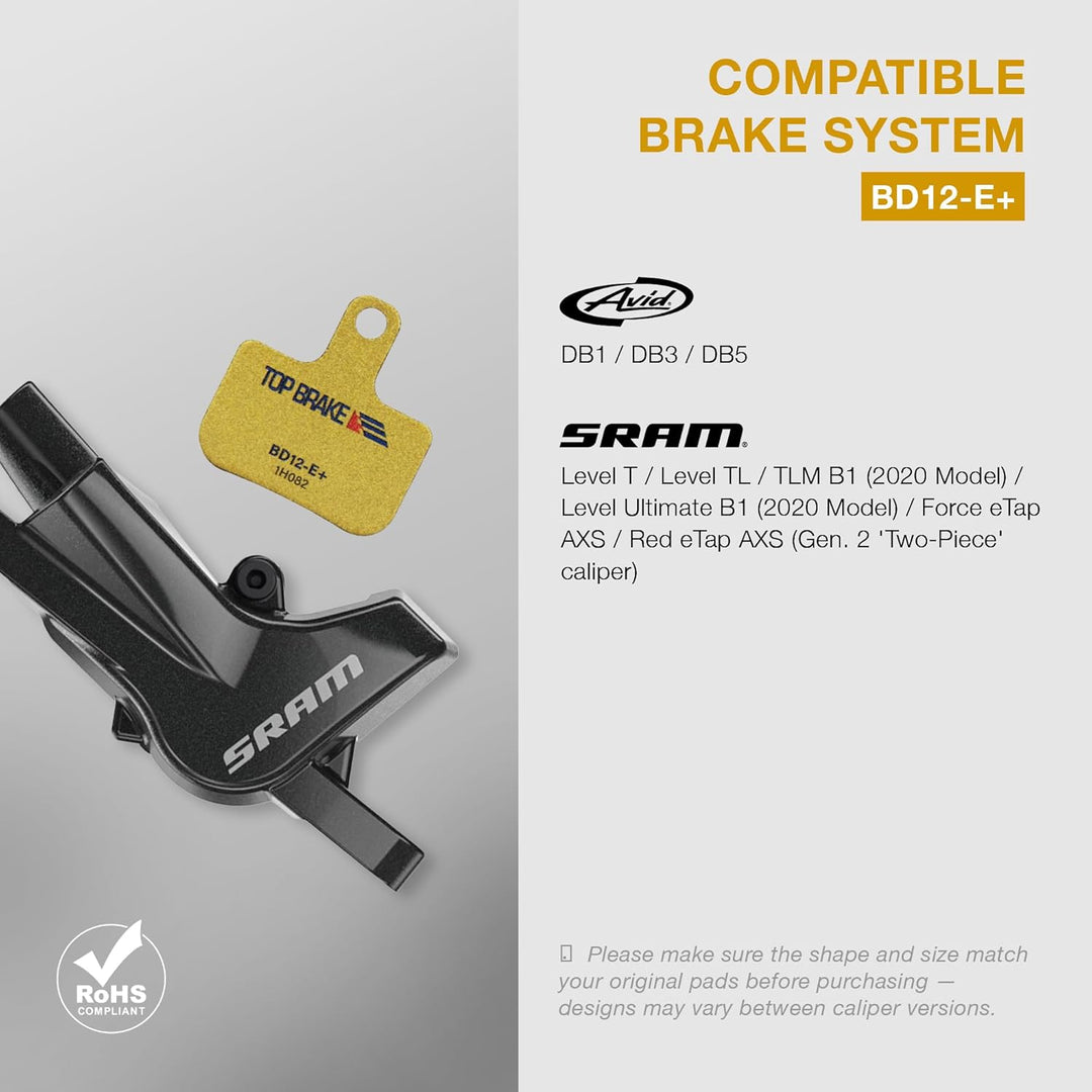 Top Brake BD12-E+ Bremsbeläge für SRAM Level Ultimate/Red/AXS Force Road und XC MTB-Bremsensatz