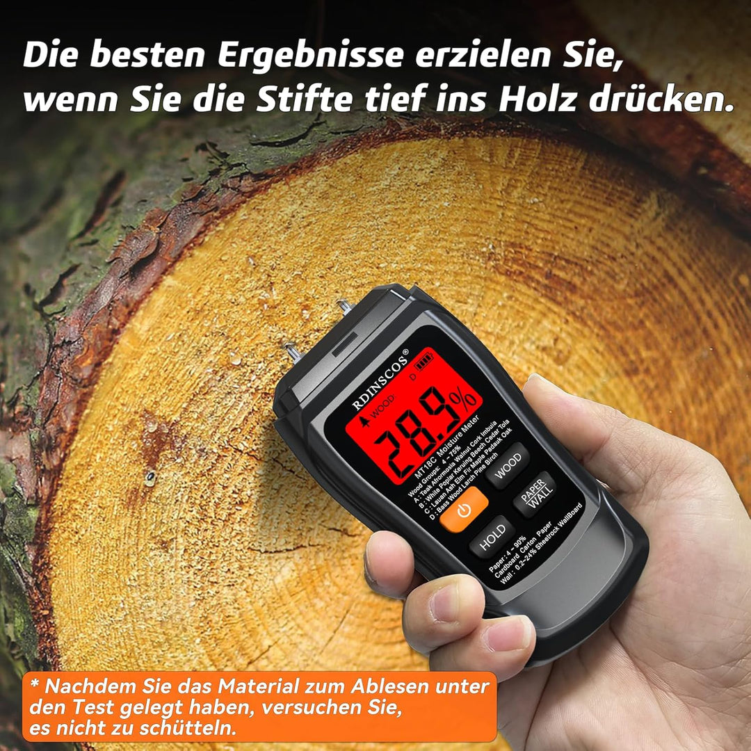 Feuchtigkeitsmessgerät Pin-Typ Holzfeuchtemessgerät Feuchtemessgerät Mauerwerk mit Farb-LCD-Display