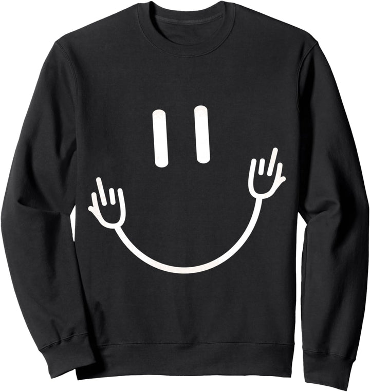 Lustige sarkastische Smile Face Mittelfinger Grafik Sweatshirt