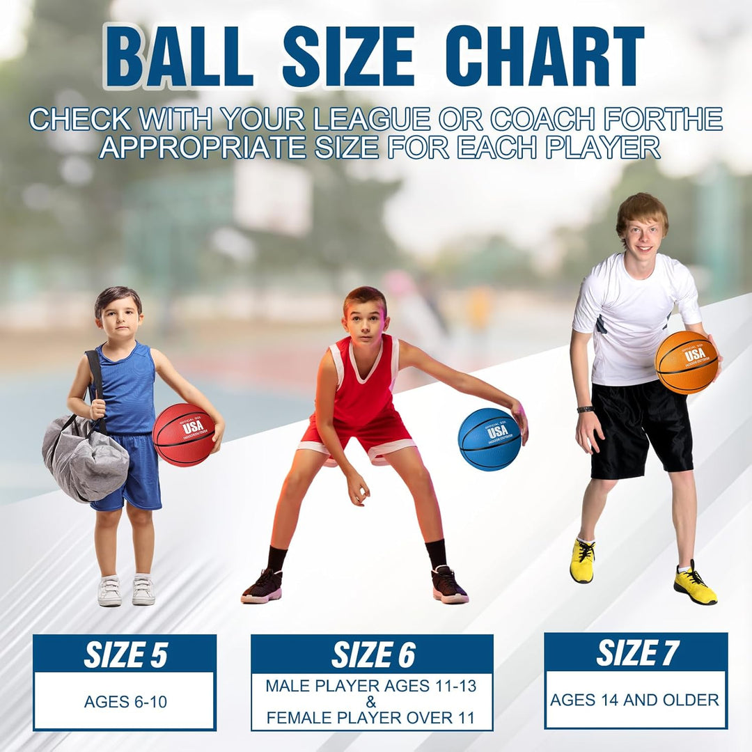Jenaai 6 Stück Gummi-Basketbälle, offizielle Grösse, mehrfarbig, Korbbälle mit Pumpe, einfarbiges Ba