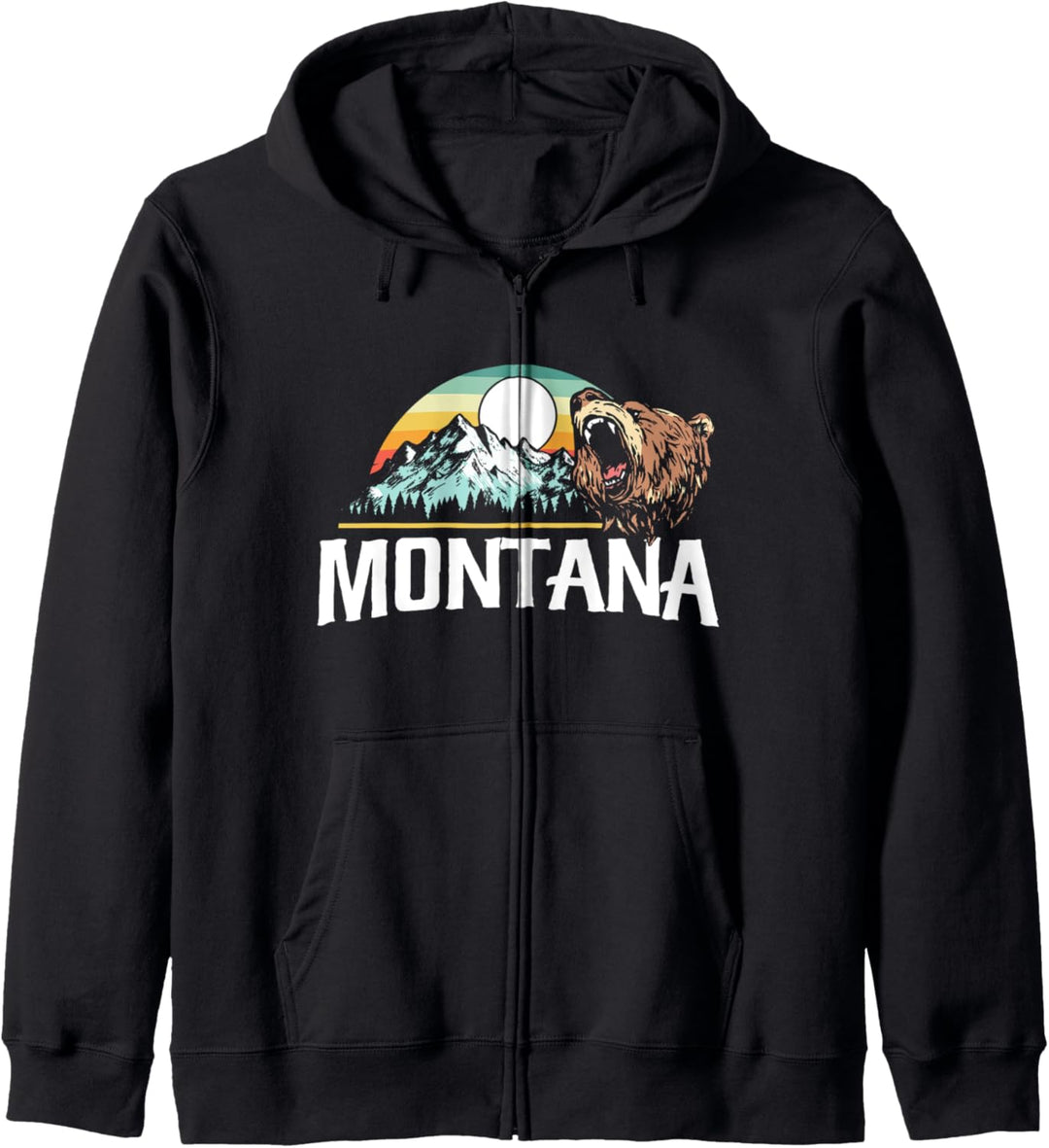 Montana Retro Roaring Grizzly 80's Style Graphic Kapuzenjacke