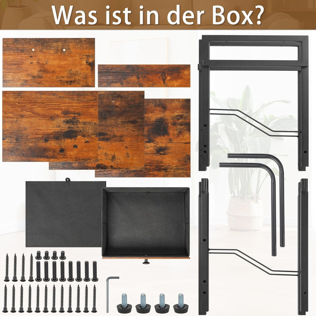OUUTMEE Vinyl Plattenspieler Ständer, 3-stufiger Plattenspieler Tisch mit Schublade und Ablage für b