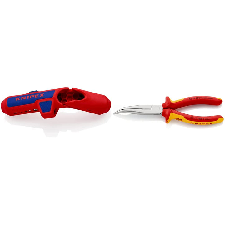 KNIPEX ErgoStrip Universal-Abmantelungswerkzeug (135 mm) 16 95 01 SB &amp; Flachrundzange mit Schneide (