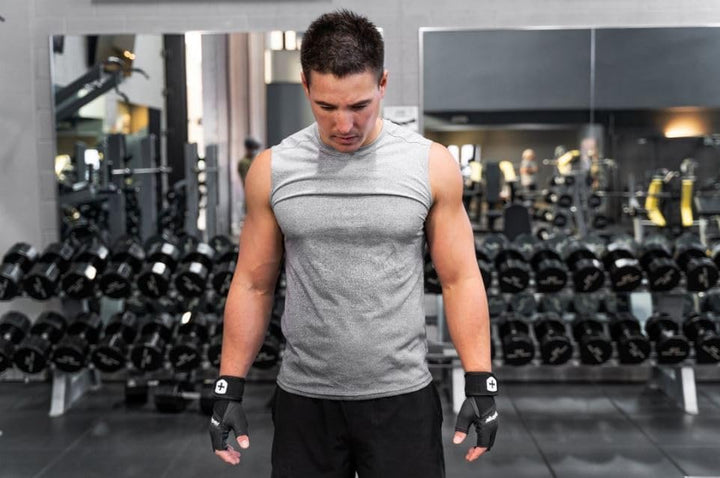 Harbinger Training Grip Wristwrap Gloves, Heavy Lifting Gloves for More Palm Protection and Wrist St