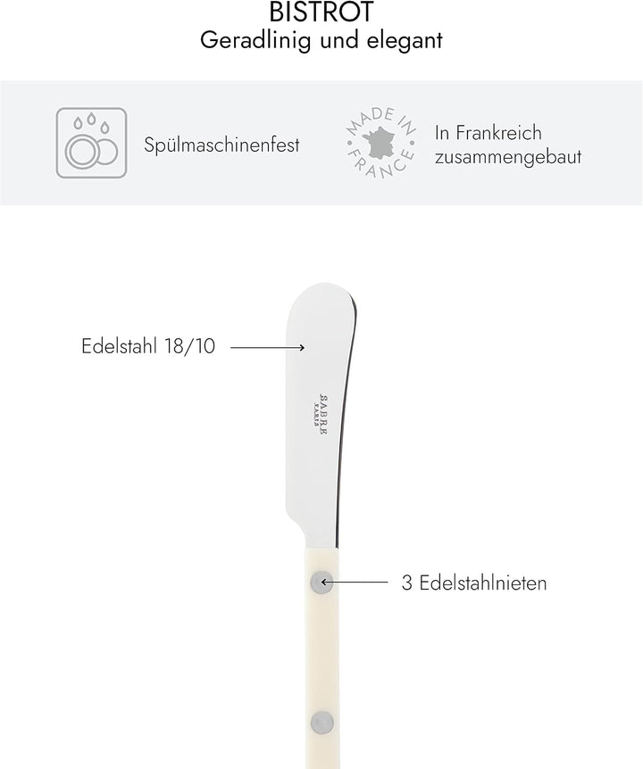 SABRE PARIS - 2er Set Buttermesser 14 cm - Bistrot - Ideal Für Butter, Aufstrich - Edelstahl & Nylon