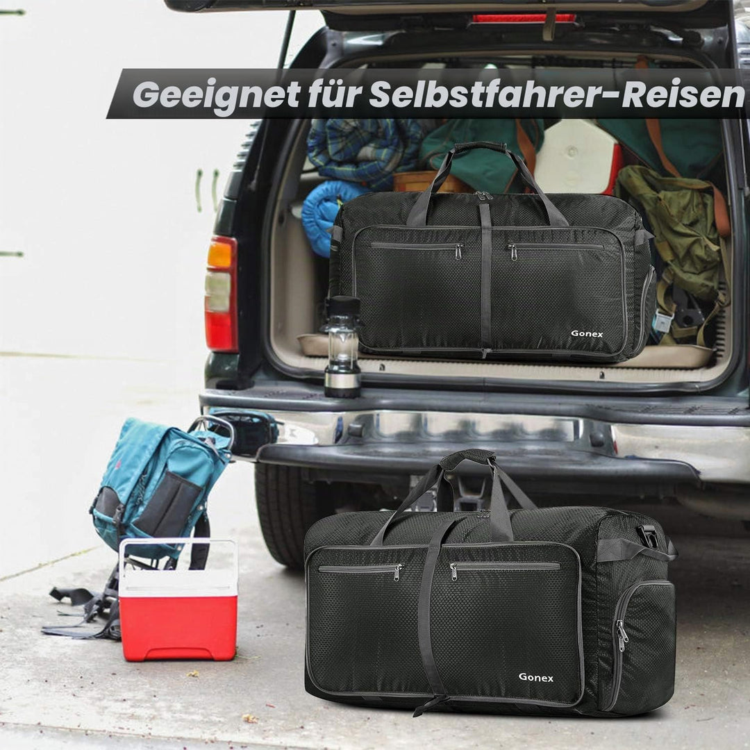 Gonex Faltbare Reisetasche, Leicht mit Schuhfach, 80L, Dunkelgrau | 210D Waben-Nylon, Wasserabweisen