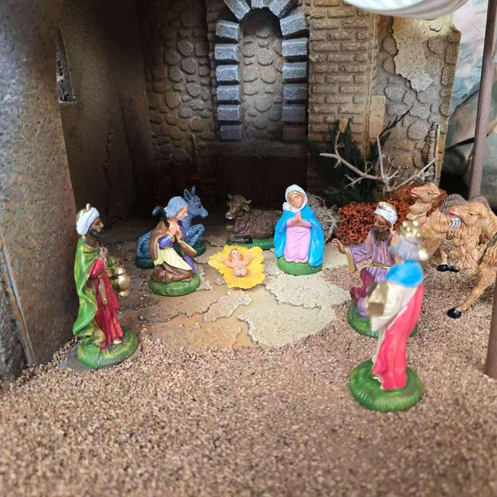 arkamii Set mit 10 handbemalten Krippenfiguren zur Geburt Christi, handgefertigtes Produkt aus Itali