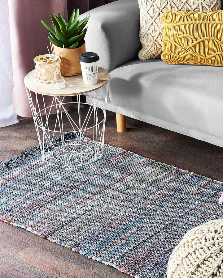 Trendy Teppich grau Streifen Baumwolle 80x150 cm Besni