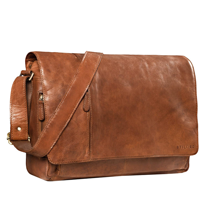 STILORD Vintage Umhängetasche Leder gross für Herren Damen 15.6 Zoll Laptoptasche Unitasche Bürotasc