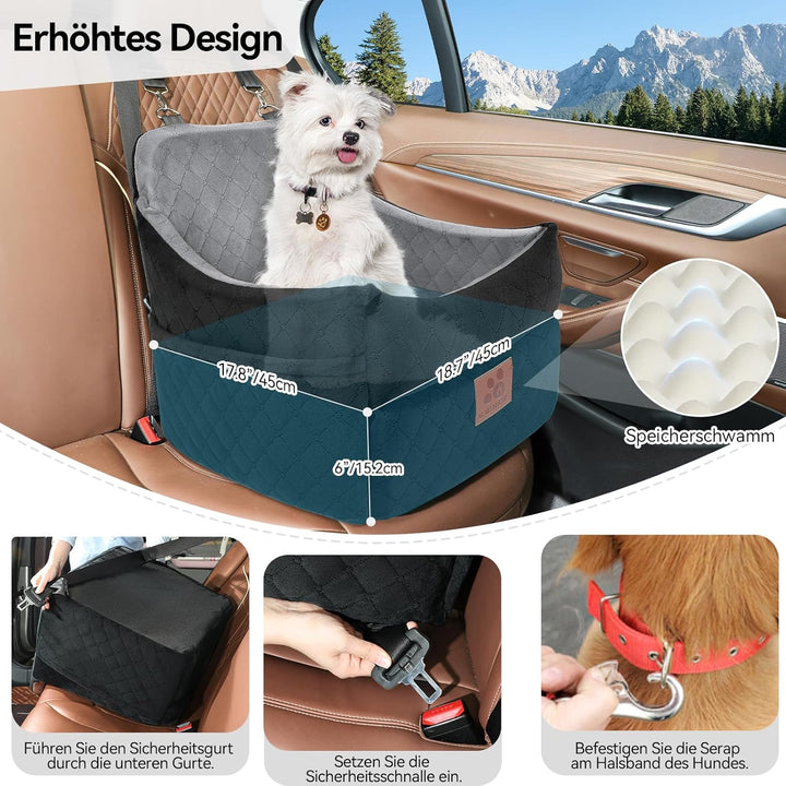 Hunde-Autositz für kleine/mittlere Hunde, Hundeautositz mit Dicker Polsterung unter 35 lbs, Abnehmba