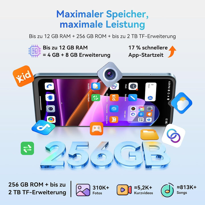 OSCAL Flat 2 Gemini AI Smartphone ohne Vertrag | Android 14, 12GB+256GB, 2TB TF | 90Hz 6.56'' HD+, O