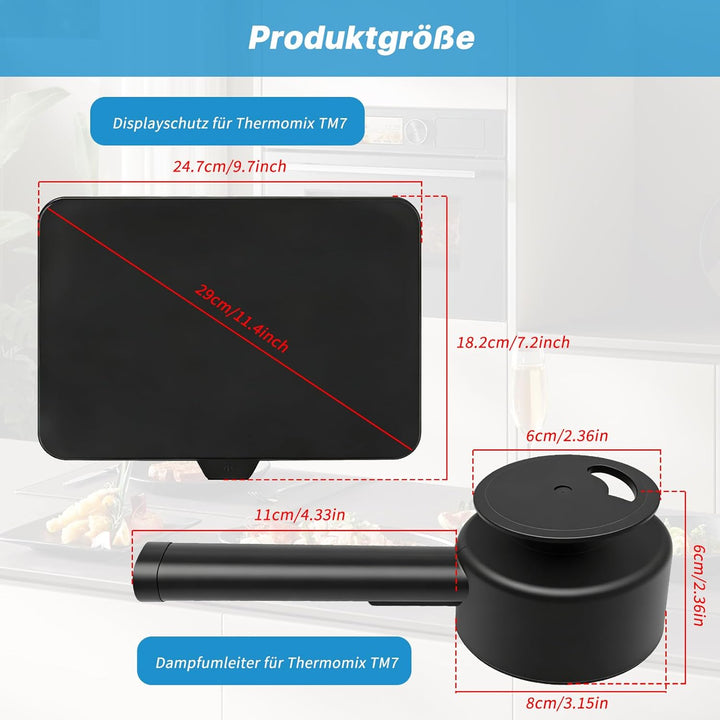 Displayschutz und Dampfumleiter Set für Thermomix TM7 Bimby, Silikon Display Abdeckung gegen Kratzer