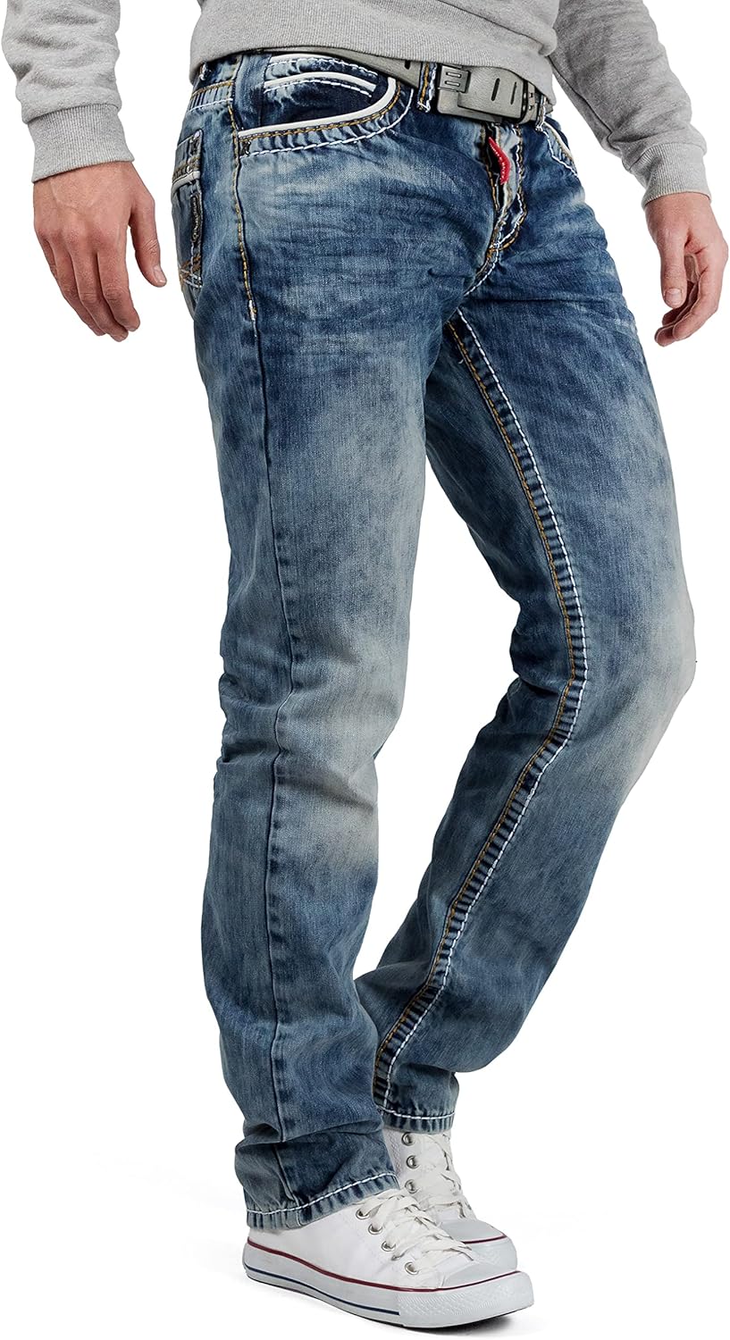 Cipo & Baxx Herren Jeans – Stilvolle Regular-Fit Denim mit Kontrastnähten | 5-Pocket-Design & Stone-