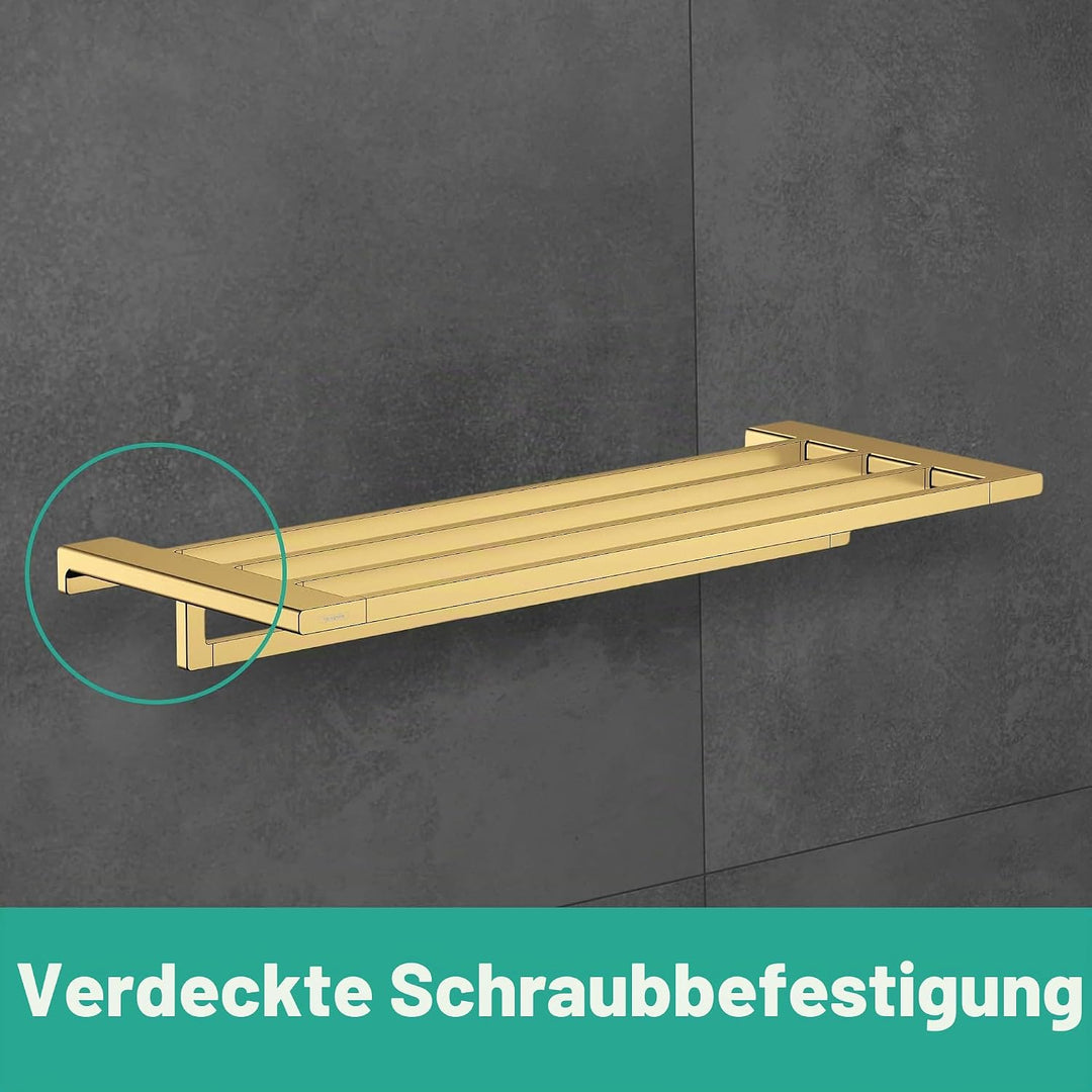 hansgrohe AddStoris - Handtuchablage mit Handtuchhalter, Badetuchhalter für Wandmontage, verdeckte B