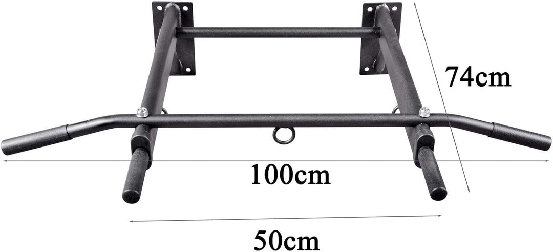 TrainHard® Klimmzugstange Wandmontage bis 350kg belastbar, 3 Ösen für Boxsack, TRX- oder Schlingentr