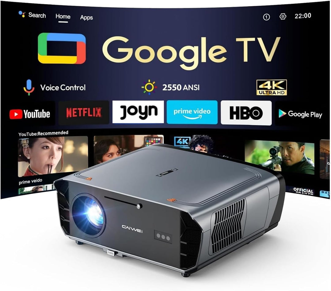 4K Smart Beamer mit Google TV – 2550 ANSI Lumen Tageslicht-Projektor, 70W Dolby Audio, ToF Autofokus