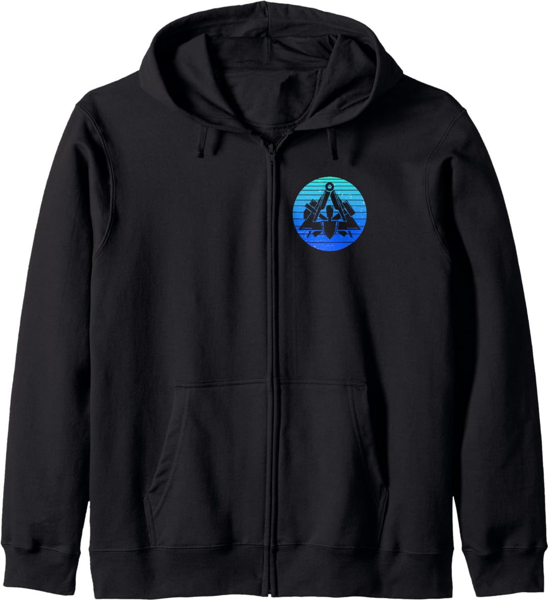 Maurer Zunftzeichen im coolen Retro Stil Blau Kapuzenjacke
