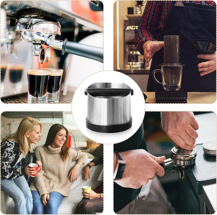 Abklopfbehälter für Siebträger, 700ML Edelstahl Knock Box für Kaffeesatz Espresso Abklopfbehälter Si