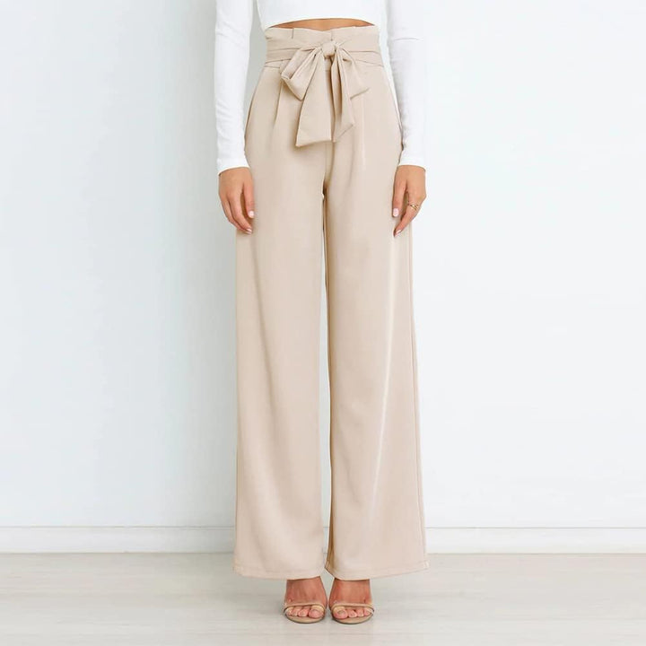 Odizli Damen Elegant High Waist Lang Weite Hose Sommer Business Festlich Anzughose mit Gürtel M Apri