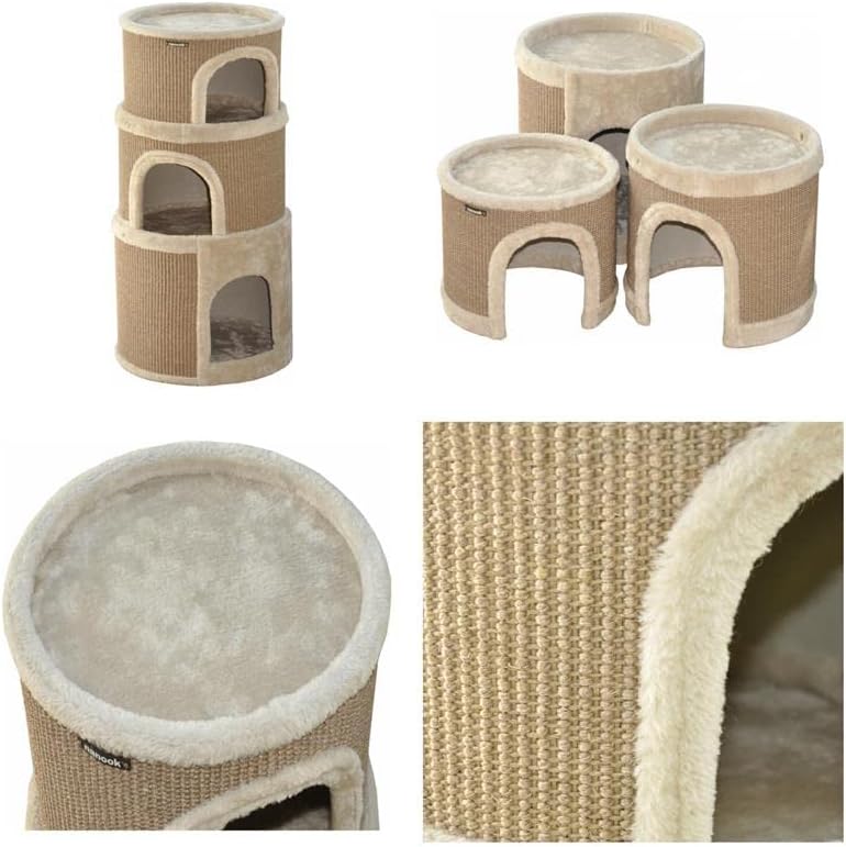 nanook Kratztonne, Höhe 89 cm, 3-teilig, Spieltonne für Katzen, 3 Ebenen, Kratzbaum, Kratzturm aus S
