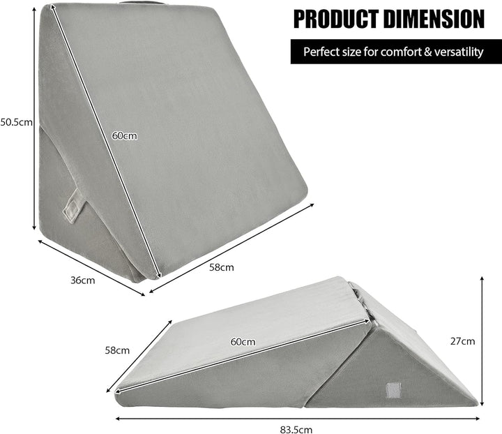 GIANTEX Keilkissen Bett Multifunktions-Keilkissen, Rückenkissen Memory Foam, Bücherkissen Lesekissen