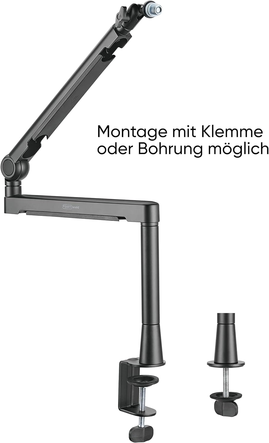 Shiftware Mikrofonarm Low Profile - Professionelle Tischhalterung inkl. Universal-Adapter, voll vers