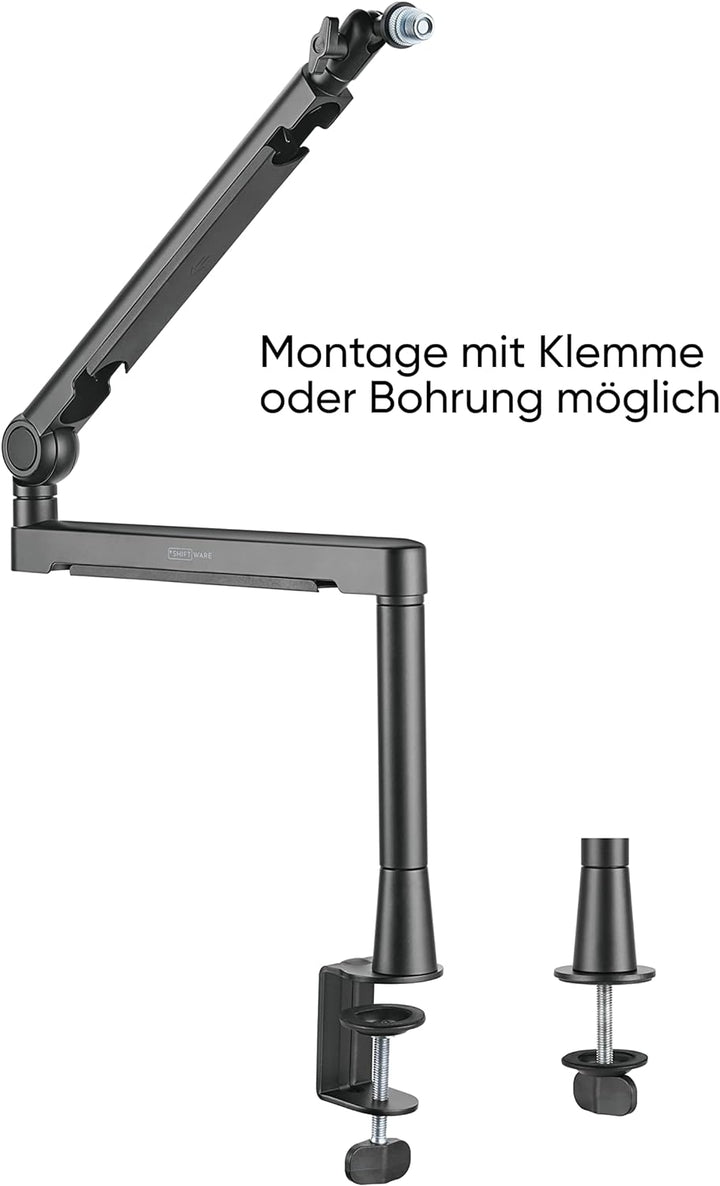 Shiftware Mikrofonarm Low Profile - Professionelle Tischhalterung inkl. Universal-Adapter, voll vers