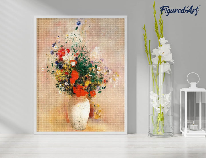 Figured'Art Diamond Painting Erwachsene 40x50cm Mit Rahmen Ganze Leinwand gespannt Vase mit Blumen O