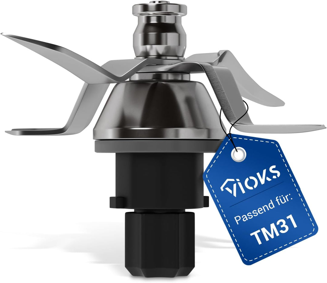 VIOKS Mixmesser Ersatz für Thermomix Messer TM31 - Ersatzmesser mit 4 Klingen und Dichtring - Küchen