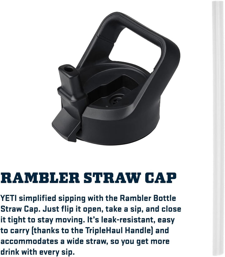 YETI Rambler 750 ml Flasche, vakuumisoliert, Edelstahl mit Strohhalmkappe, Schwarz, Schwarz