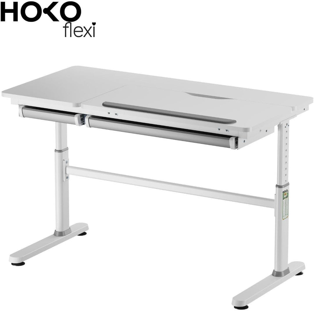 HOKO® Ergo Lana rutschfeste Handballenauflage mit Buchstopper für Kinderschreibtisch, Farbe Grau. Er