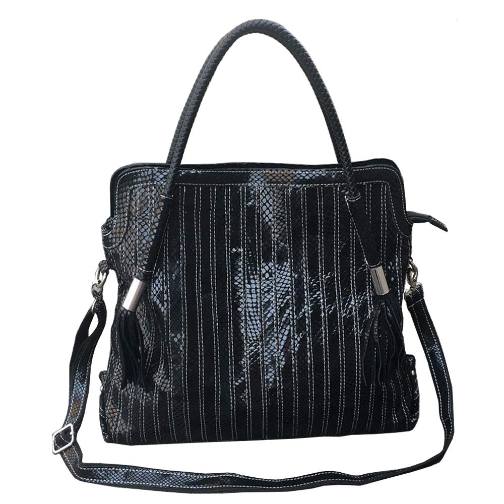 Segater® Damen Multicolor Einkaufstasche Echtes Leder Handtasche Bunte Patchwork Grosse Umhängetasch