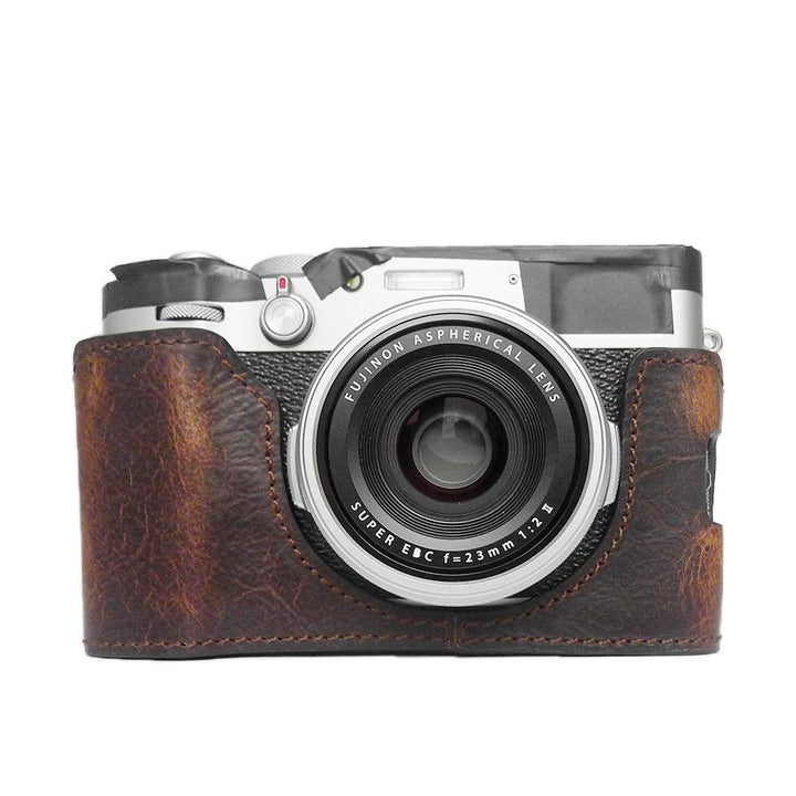 MUZIRI KINOKOO Echtleder Tasche für FUJI X100V Echtleder Grip Case Fujifilm X100V Bottom Case Schutz