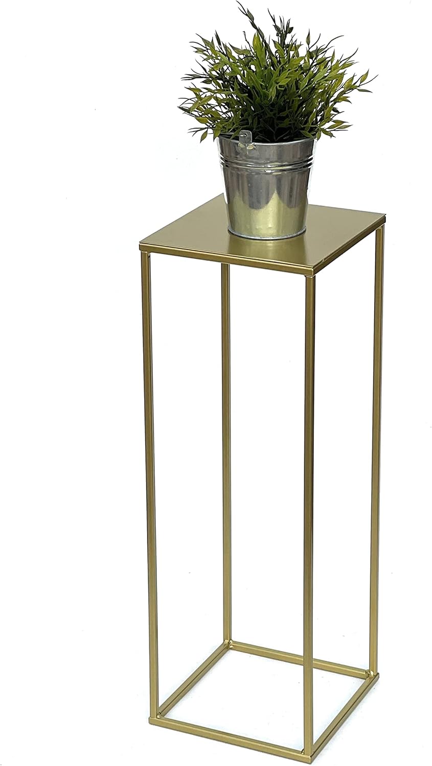 DanDiBo Blumenhocker Metall Gold Eckig 82-42 cm Blumenständer Beistelltisch 96406 Blumensäule Modern