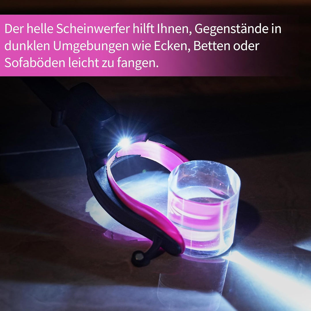 Kekoy 112cm Greifer Mit Licht, Faltbare Greifer FüR Senioren, MüLlzange Greifzange Drehbarer Kopf, G