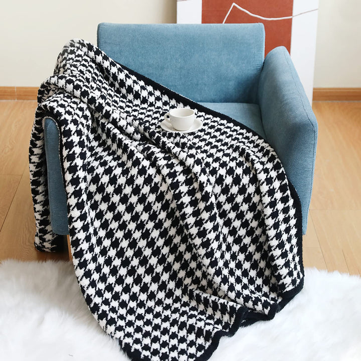 LumiSyne Fleecedecke Klassischer Einfach Stil Hahnentritt Zebra Muster Kuscheldecke Weich Überwurfde