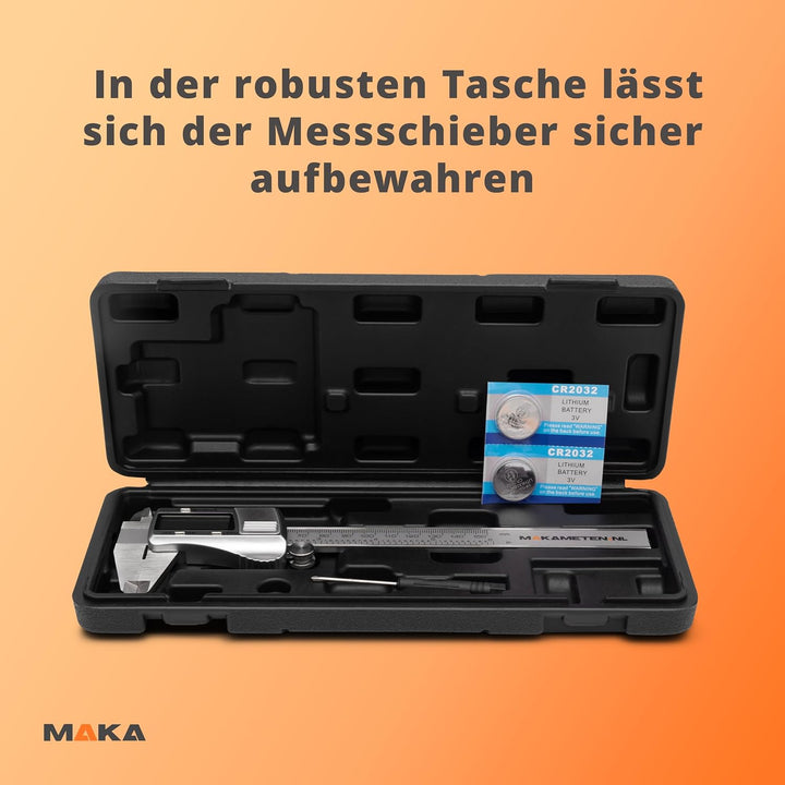 MAKA Digitaler Messschieber aus Edelstahl 150 mm LCD-Präzisionsmessschieber
