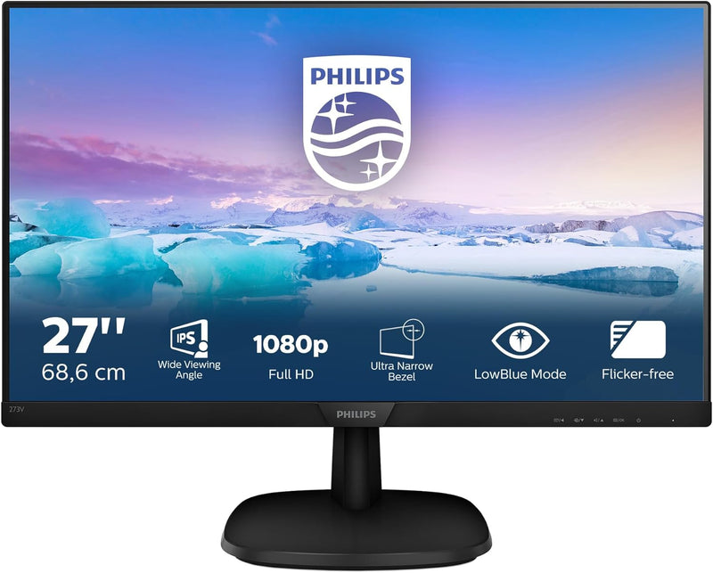 Philips 273V7QJAB - 27 Zoll FHD Monitor (1920x1080, 75 Hz, VGA, HDMI, DisplayPort) schwarz Lautsprec