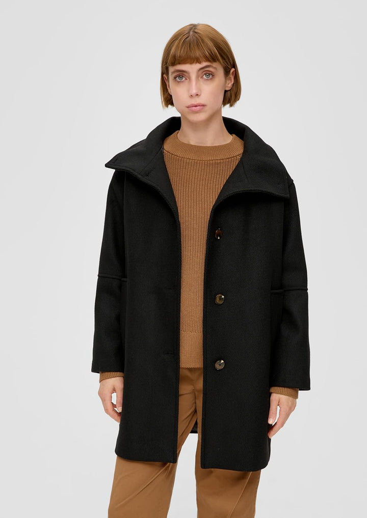 Twill-Mantel aus Wollmix 44 Schwarz, 44 Schwarz