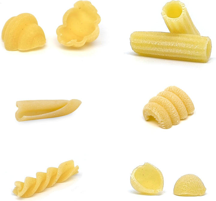 Pastidea - Set mit 6 Formen: Fusilli A3 8,5 mm, Casarecce, Gnocco Napoletano, Maccherone Rigato, Ore