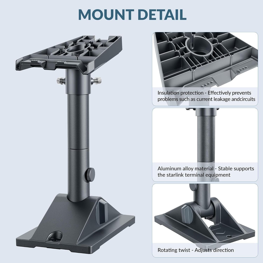 Starlink Gen 3 & Standard 4/4X Schwenkhalterung mit Rohradapter – Aluminium Dach- & Wandhalterung fü