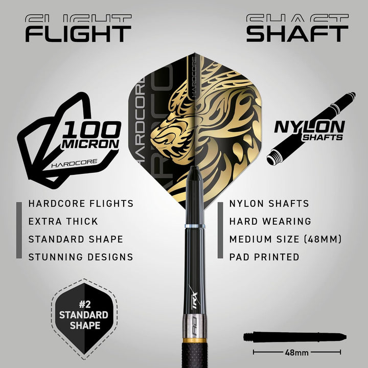 RED DRAGON Golden Eye Dartpfeile 22g, 24g, 26g, 28g, 30g oder 32g Profi Dartpfeile mit Flights und S