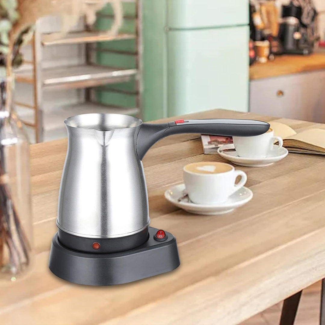 Milageto Espressokocher, 500 ml elektrische türkische Kaffeekanne, Edelstahl-Kaffeekessel, Teekessel