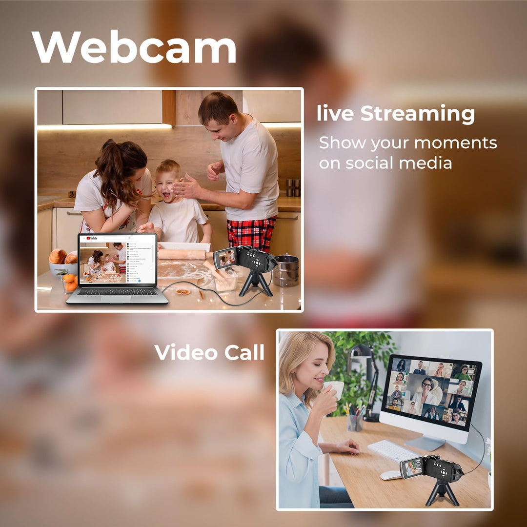 Camcorder Videokamera 2.7K Vlogging Kamera für YouTube 48MP 18X Digitalzoom Digital Camcorder mit LE