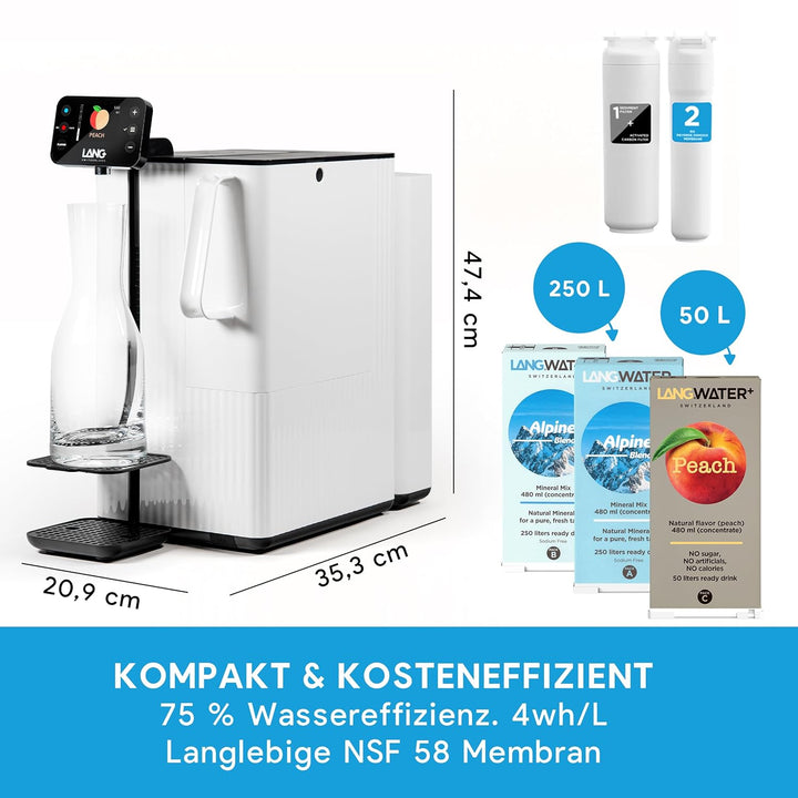 LANGWATER Osmoseanlage Auftisch TheWell 2 - mit Mineralisierung, Aromen, Heisswasserspender – Umkehr