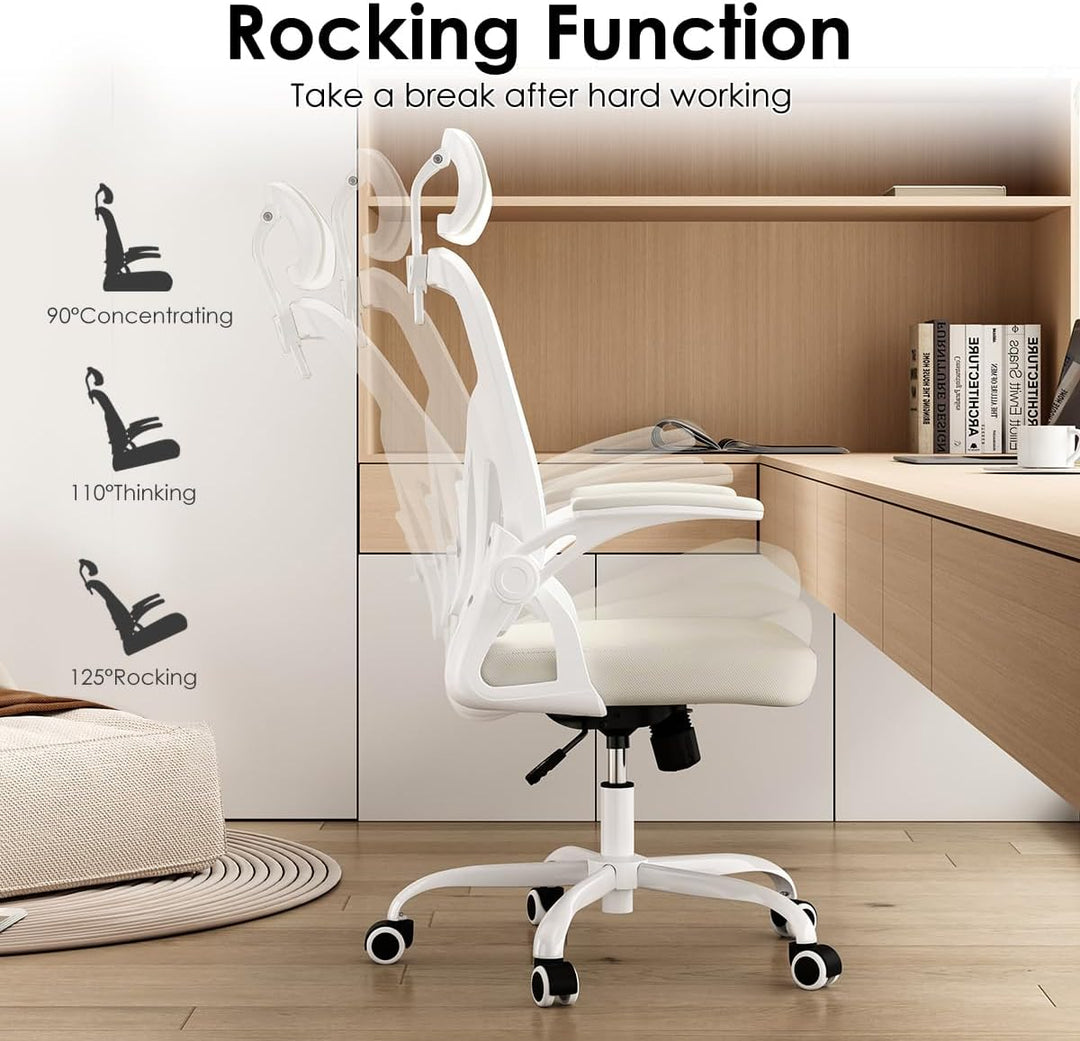 Farini Ergonomischer Stuhl mit Armlehne Büro Schreibtischstuhl mit Rollen Bequemer Home Office Stuhl