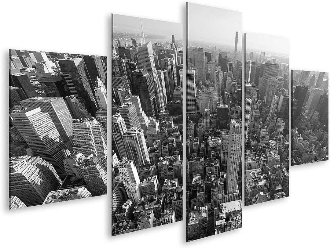 islandburner Bild auf Leinwand New York City Manhattan Skyline Schwarz Weiss Luftbild Bilder Wandbil