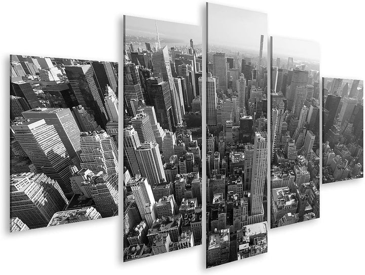 islandburner Bild auf Leinwand New York City Manhattan Skyline Schwarz Weiss Luftbild Bilder Wandbil
