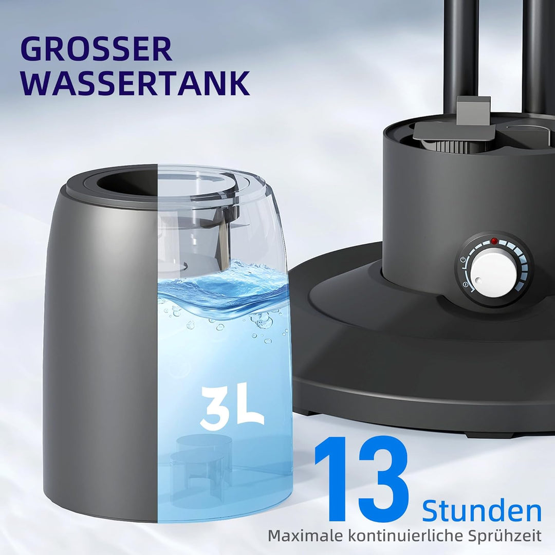 HOMCOM Ventilator mit Wasserkühlung, Standventilator mit Verstellbar Sprühnebel, 3 Geschwindigkeiten