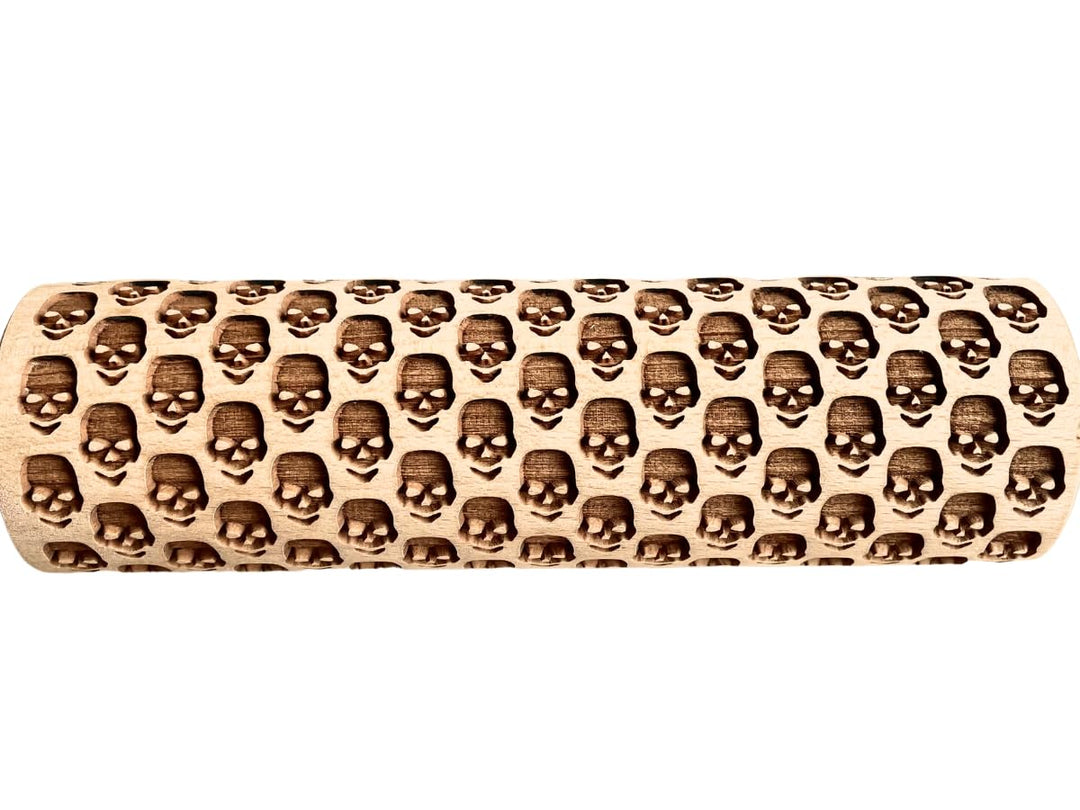 TOTENKOPF Geprägte Nudelholz mit Muster für Hausgemachtes Gebäck von Algis Crafts, TOTENKOPF